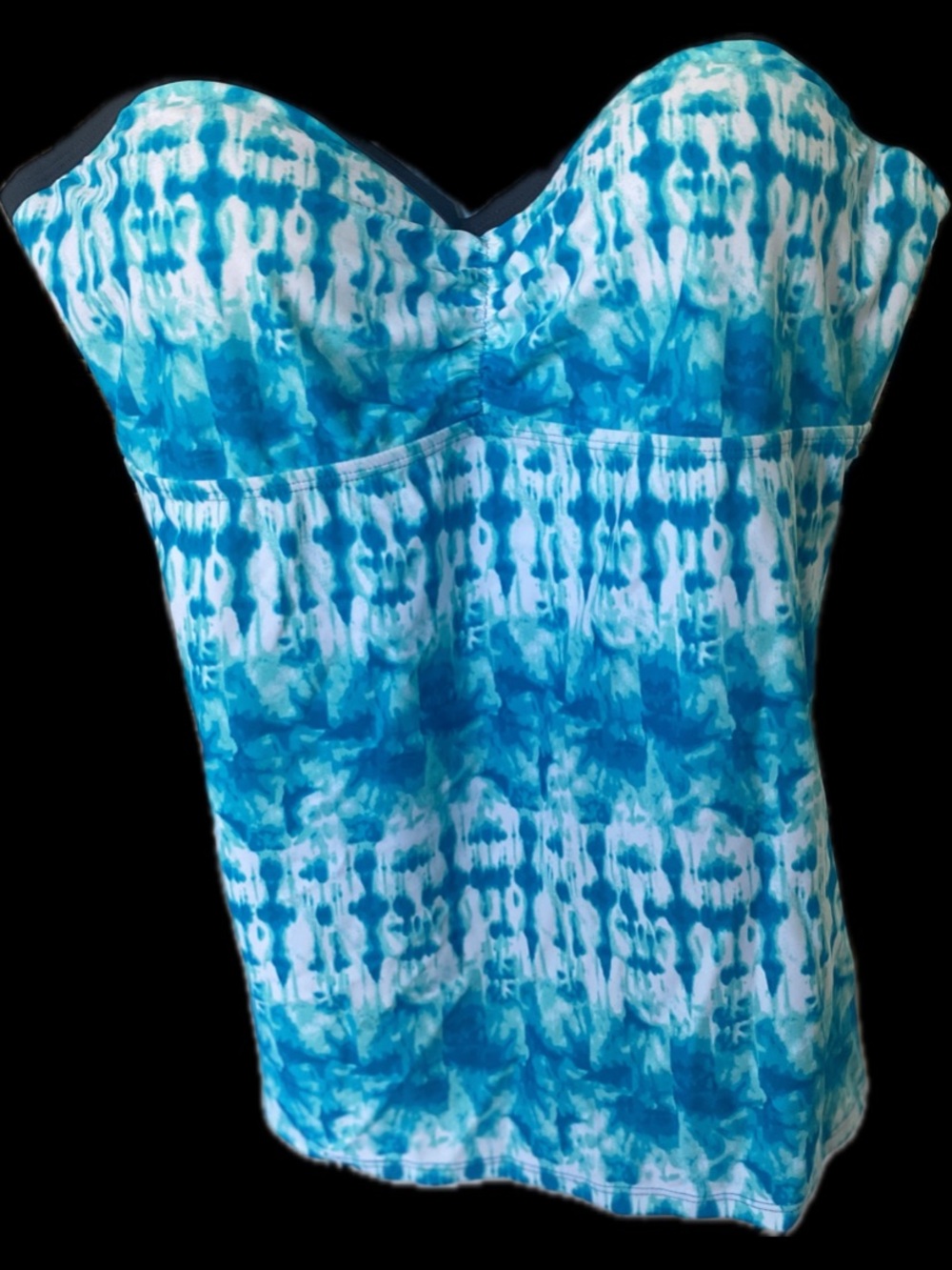 Free Country Blue and White Tie-Dye Strapless tankini